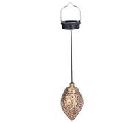 Tyenaza Solar Hanging Lantern, 1.2V 0.5W Solar Wrought Iron Hollow Projection Lamp Outdoor Rainproof Solar Water Drop Chandelier for Patio Tree Pergola Gazebo Porch Garden