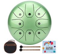 Tyenaza Steel Tongue Drum, C key Ethereal WorryFree Sanskrit Hand Pan Percussion Instrument 8in, for Music Lovers (Green)