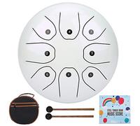 Tyenaza Steel Tongue Drum, C key Ethereal WorryFree Sanskrit Hand Pan Percussion Instrument 8in, for Music Lovers (Pearl White)