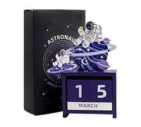 Tyenaza Wooden Calendar Blocks, Wooden Perpetual Calendar Countdown Month Date Block Cubes Calendar Cute Desktop Decoration(Purple)