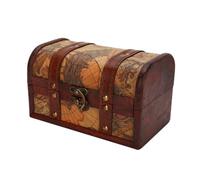 Tyenaza Wooden Pirate Treasure Chest Box, Small Trinket Box with Lid Wood Box Jewelry Storage Case Handmade Rustic Display for Organizing a Treasure Hunt with Kids