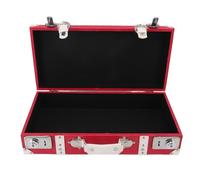 Tyenaza Wooden Vintage Suitcase Antique Style Decorative Storage Chest Travel Trunk Treasure Chest Box with Leather Handle for Weddings Keepsakes (Rose Red)