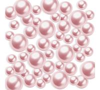 TYEQWT 150 Pcs Faux Pearl, Floating Pearls Beads for Vase Filler, No Hole Gloss Pearl Mixed Sizes, Plastic Loose Beads, for DIY Jewelry, Floating Candle, Vase Centerpieces, 8/14/20mm, Light pink