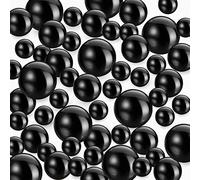 TYEQWT 150Pcs Black Floating Pearls, Faux Pearl Beads for Vase Fillers, DIY Jewelry & Floating Candle, 8/14/20mm
