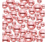 TYEQWT 150Pcs Rose Gold Floating Pearls, Faux Pearl for Vase Filler, Artificial Bead, Loose Beads, Plastic for Carnival Decoration DIY Floating Candle, 8/14/20mm