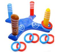 TYEQWT Inflatable Pool Ring Toss Game Toy Set, 9 Pieces Ring Toss Game Set with 8 Rings, Swimming Pool Game for Adults Summer Gift for Indoor Outdoor Game