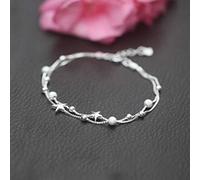 TYERY 925 Silver Bracelet, Female Star Starfish Bracelet, Jewelry Small Ball Double Five-Pointed Star Bracelet,s925 silver bracelet