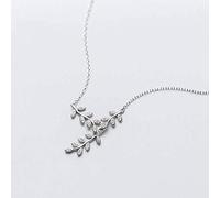 TYERY S925 Silver Leaf Necklace, Female Korean Diamond Leaf Necklace, Literary Short Clavicle Chains925 Silver Necklace