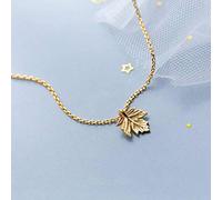 TYERY S925 Silver Necklace, Female Japanese Style Simple Literary Maple Leaf Short Necklacegold, 925 Silver