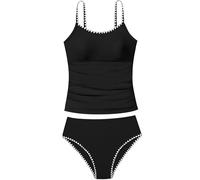 TyeSmo Girls Swimsuit Tankini Set, black, 11-12 Years
