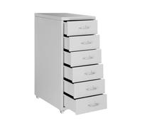 Tyewomiy Metal Office Drawer Unit with 6 Drawers and 4 360° Swivel Wheels, Document File Cabinet Ideal for Work/Home/Workshop/Garage/Study/Mobile Storage