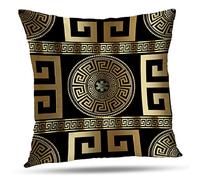 Tyfuty Greek-Key Throw Pillow Covers, Pillowcases Modern Geometric Greek Pattern Gold Key Cushion Use for Living Room Bedroom Sofa Office 18 x 18 inch