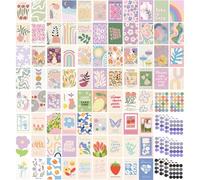 TYFYH 80Pcs Preppy Aesthetic Pink Posters & Collage Kit, Danish Pastel Wall Art Prints for Bedroom, Aesthetic Posters for Teen Girls Room Decor, Dorm Decoration (10x15cm)