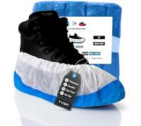 TYGA 160 Pieces Waterproof Reusable Shoe Covers - Heavy Duty Non-Slip and Long-Lasting CPE/PP Overshoes Protector for Hospital, Lab Cleaning, House Floor, Carpet - Keep Sole Protected - Blue & White