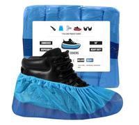 TYGA 160 Pieces Waterproof Reusable Shoe Covers - Heavy Duty Non-Slip and Long-Lasting CPE/PP Overshoes Protector for Hospital, Lab Cleaning, House Floor, Carpet - Keep Sole Protected & Tidy - Blue
