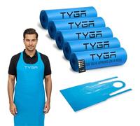 TYGA Disposable Aprons on a Roll, Blue, Roll of 200, Pack of 5 | Easy Roll Design, Lightweight Waterproof Aprons, Comfortable, Disposable Design, Designed For Daily Use, For Household & work