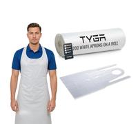 TYGA Disposable Aprons on a Roll, White, Pack of 200