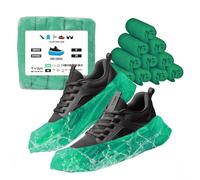 TYGA Disposable Shoe Covers, 100 Pack Green Overshoes, Waterproof & Anti-Slip Plastic Boot Covers, Dustproof Floor & Carpet Protectors, One Size Fits Mos