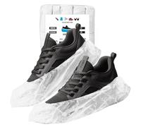 TYGA Disposable Shoe Covers, 100 Pack White Overshoes, Waterproof & Anti-Slip Plastic Boot Covers, Dustproof Floor & Carpet Protectors One Size Fits Most