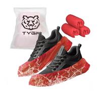TYGA Disposable Shoe Covers, 30 Pack Red Overshoes, Waterproof & Anti-Slip Plastic Boot Covers, Dustproof Floor & Carpet Protectors, One Size Fits Most