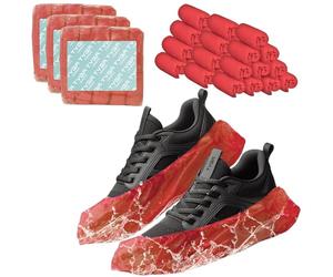 TYGA Disposable Shoe Covers, 300 Pack Red Overshoes, Waterproof & Anti-Slip Plastic Boot Covers, Dustproof Floor & Carpet Protectors, One Size Fits Most