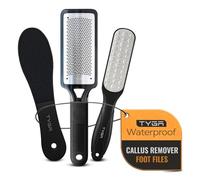 TYGA Foot Rasp Filer, Double Sided File & Scrubber Set - Callus Remover for Dead Skin Removal, Cracked Hard Skin, Coarse, Fine Scraper, Wet, Dry Spa Care, Surgical Stainless Steel, Nickel (3 Pack)