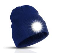 TYGA LED Beanie Hat with Light - Rechargeable Torch Beanie Hat, Gifts for Women & Men, Waterproof & Warm Winter Hat with Built-in LED Torch for Running, Walking, Camping & Outdoor Use - Navy Blue