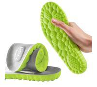TYGA Memory Foam Insoles - Breathable 4D Comfort Shoe Inserts with Arch Support & Shock Absorption - Work Boot Insoles for Women & Men, Trainers, Sneakers, Sports Shoes (Green, Grey) (UK 4-4.5)