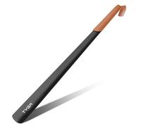 TYGA Metal Shoe Horn - 58cm Long Handled Shoehorn With Leather Handle Strap, For Men, Women and Kids, 58cm Black, 1