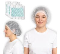 TYGA Mob Caps Hair Nets for Kitchen & Catering Use, Non-Woven Spun Polypropylene, Pleated Hair Covers, Double-Stitched Elastic, 52 cm Stretched Fit, Latex-Free, (White) (Pack of 300)
