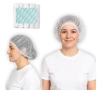 TYGA Mob Caps Hair Nets for Kitchen & Catering Use, Non-Woven Spun Polypropylene, Pleated Hair Covers, Double-Stitched Elastic, 52 cm Stretched Fit, Latex-Free, (White) (Pack of 100)