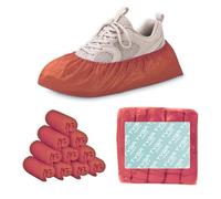 TYGA Shoe Covers, Embossed Waterproof Overshoes, Anti-Slip Boot & Shoe Protectors for Floor, Carpet, Cleaning, Indoor/Outdoor Use, Pack of 100, Red
