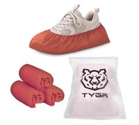 TYGA Shoe Covers, Embossed Waterproof Overshoes, Anti-Slip Boot & Shoe Protectors for Floor, Carpet, Cleaning, Indoor/Outdoor Use, 30 Pcs (3x10), Red