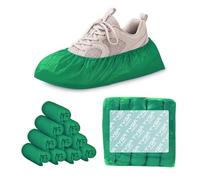 TYGA Shoe Covers, Embossed Waterproof Overshoes, Anti-Slip Boot & Shoe Protectors for Floor, Carpet, Cleaning, Indoor/Outdoor Use, Pack of 100, Green
