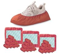 TYGA Shoe Covers, Embossed Waterproof Overshoes, Anti-Slip Boot & Shoe Protectors for Floor, Carpet, Cleaning, Indoor/Outdoor Use, Pack of 300, Red
