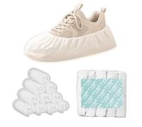 TYGA Shoe Covers, Embossed Waterproof Overshoes, Anti-Slip Boot & Shoe Protectors for Floor, Carpet, Cleaning, Indoor/Outdoor Use, Pack of 100, White