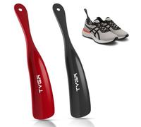 TYGA Shoe Horns, Snap-Proof, Flexible Strong Plastic (19cm) (2pk) (Black, Red)