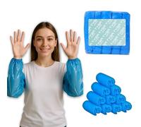 TYGA STORE 100 Oversleeves Arm Covers - Waterproof Arm Protection Sleeves with Elastic Ends - For Home, Cleaning, Medical, One Size (Blue) (Pack of 100)