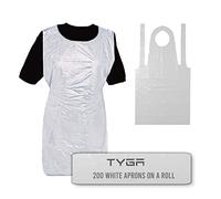 TYGA Store 200 Disposable Deluxe Aprons on a Roll - Easy Dispense Apron for Medical, Cleaning, Painting, Hairdressers, Baking & Chefs - PPE (5, White)