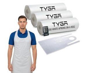 TYGA Store | 3 x 200 Disposable White Aprons on a Roll - Easy Dispense Apron for Medical, Cleaning, Painting, Hairdressers, Baking & Chefs - PPE (White) (Roll of 200) (3)