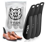 TYGA STORE | 3 x Black Shoe Horns, Universal - Suitable For All Shoes, Heels, Boots & Trainers - Prevent Creases on Spine/Counter - Easily Slip In Your Feet. (For Men, Women & Children) (Pack of 3)