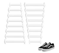 TYGA STORE No Tie Elastic Silicone Shoe Laces for Kids and Adults, Waterproof Tieless Flat Shoelaces for Trainers, Sport Running Walking, Elastic Laces for Trainers Adult (White) (Pack of 16)