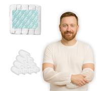 TYGA STORE Oversleeves Arm Covers - Waterproof Arm Protection Sleeves with Elastic Ends - For Home, Cleaning, Medical, One Size (100, White)
