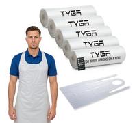 TYGA Store Tyga Disposable Aprons On A Roll, Easy Dispense Apron For Medical, Cleaning, Painting, Hairdressers & Chefs, Ppe White (1000)