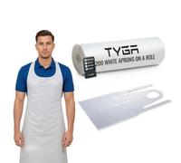 TYGA Store Tyga Disposable Aprons On A Roll, Easy Dispense Apron For Medical, Cleaning, Painting, Hairdressers & Chefs, Ppe White (200)