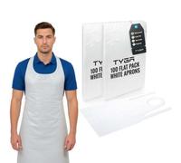 TYGA Store Tyga Disposable Polythene Aprons, Ppe Aprons Disposable, Single Use Throw Away Waterproof Aprons For Adults, White Flat Pack (200)
