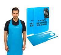 TYGA Store Tyga Disposable Polythene Aprons, Ppe Aprons Disposable, Single Use Throw Away Waterproof Aprons For Adults, Blue Flat Pack (200)