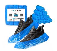 TYGA Store Tyga Disposable Shoe Covers, Cpe Plastic, Anti Slip, Dust Proof, Waterproof Overshoes, Blue (Pack Of 100)