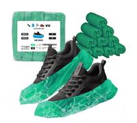 TYGA Store Tyga Disposable Shoe Covers, Cpe Plastic, Anti Slip, Dust Proof, Waterproof Overshoes, Green (Pack Of 100)