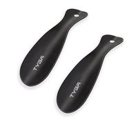 TYGA Store Tyga Metal Shoe Horn, Short 19Cm Shoehorn Lazy Shoe Helper, Small Shoe Horns With Hook, For Men, Women And Kids, Black (Pack Of 2)
